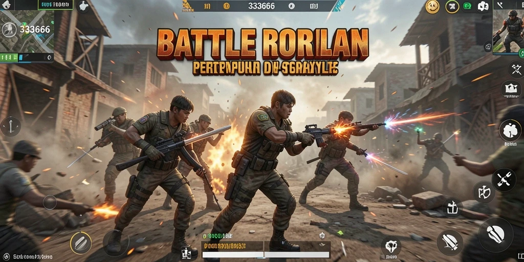 Screenshot menunjukkan aksi pertempuran intens dalam 333666.