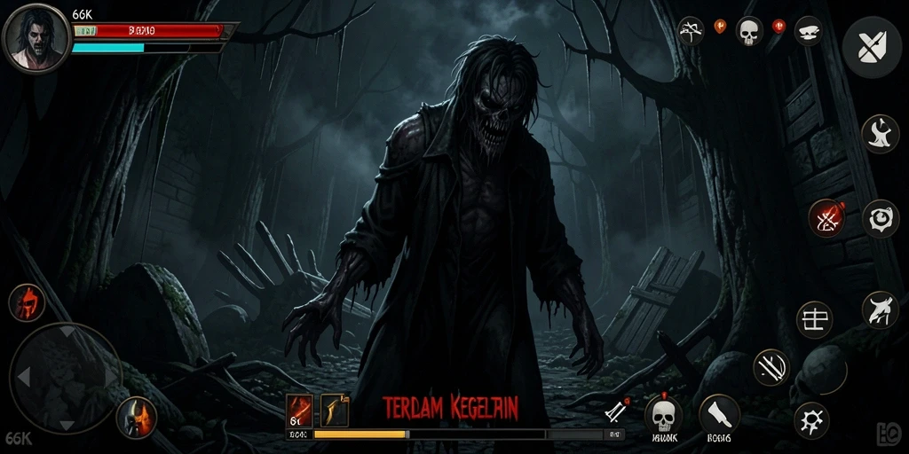 Tampilan gameplay 66K dengan suasana Horror yang menegangkan.