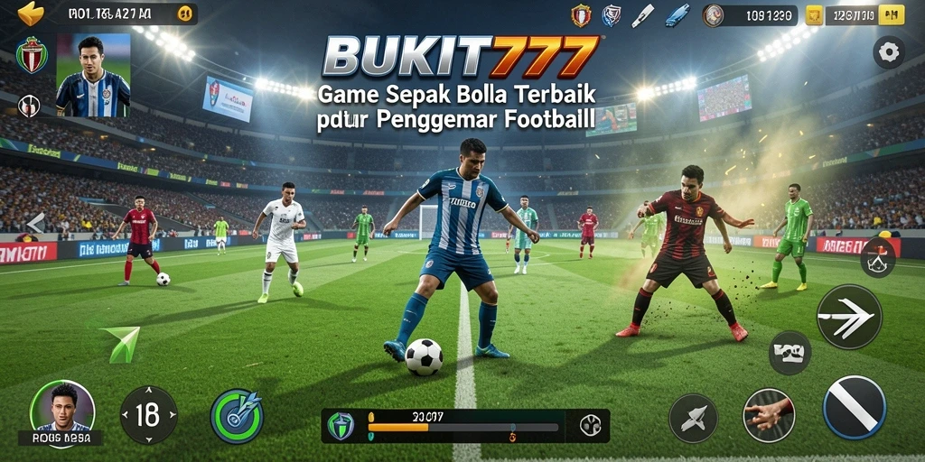 Screenshot BUKIT777 menampilkan aksi seru di lapangan sepak bola.