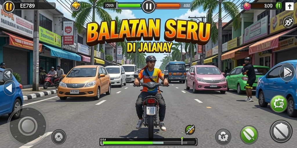 Tampilan gameplay balapan di EE789 yang mendebarkan dan seru.