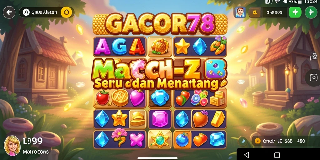 Screenshot game GACOR78 menampilkan gameplay Match-3 yang dinamis dan mengasyikkan.