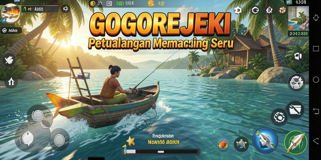 Tampilan gameplay seru GOGOREJEKI saat menangkap ikan.