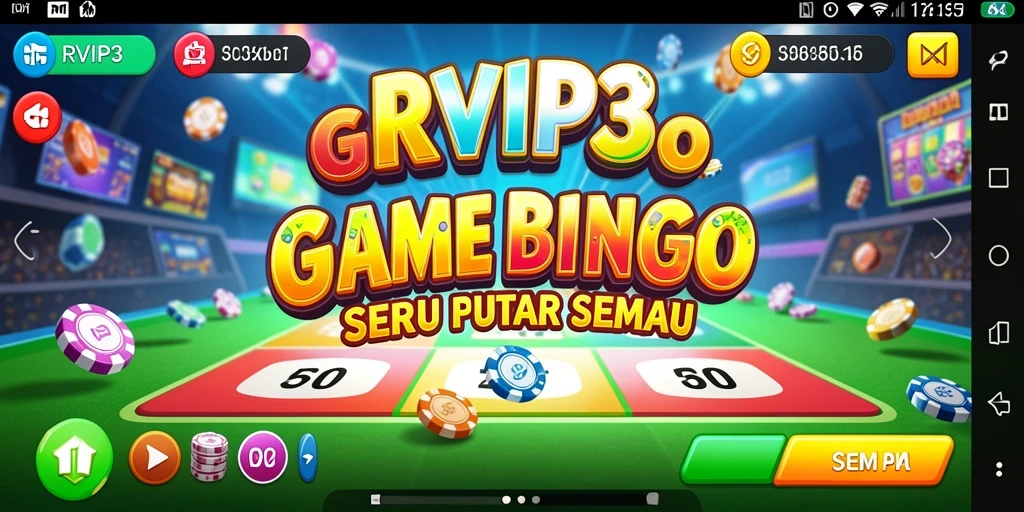 Tampilan gameplay seru di aplikasi RVIP3 yang penuh warna.