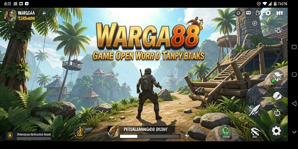 Screenshot gameplay WARGA88 yang menampilkan dunia terbuka yang luas.